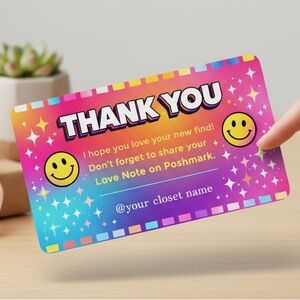 50 Colorful Thank You Cards | Cute Smiley Packaging Inserts for Small Business